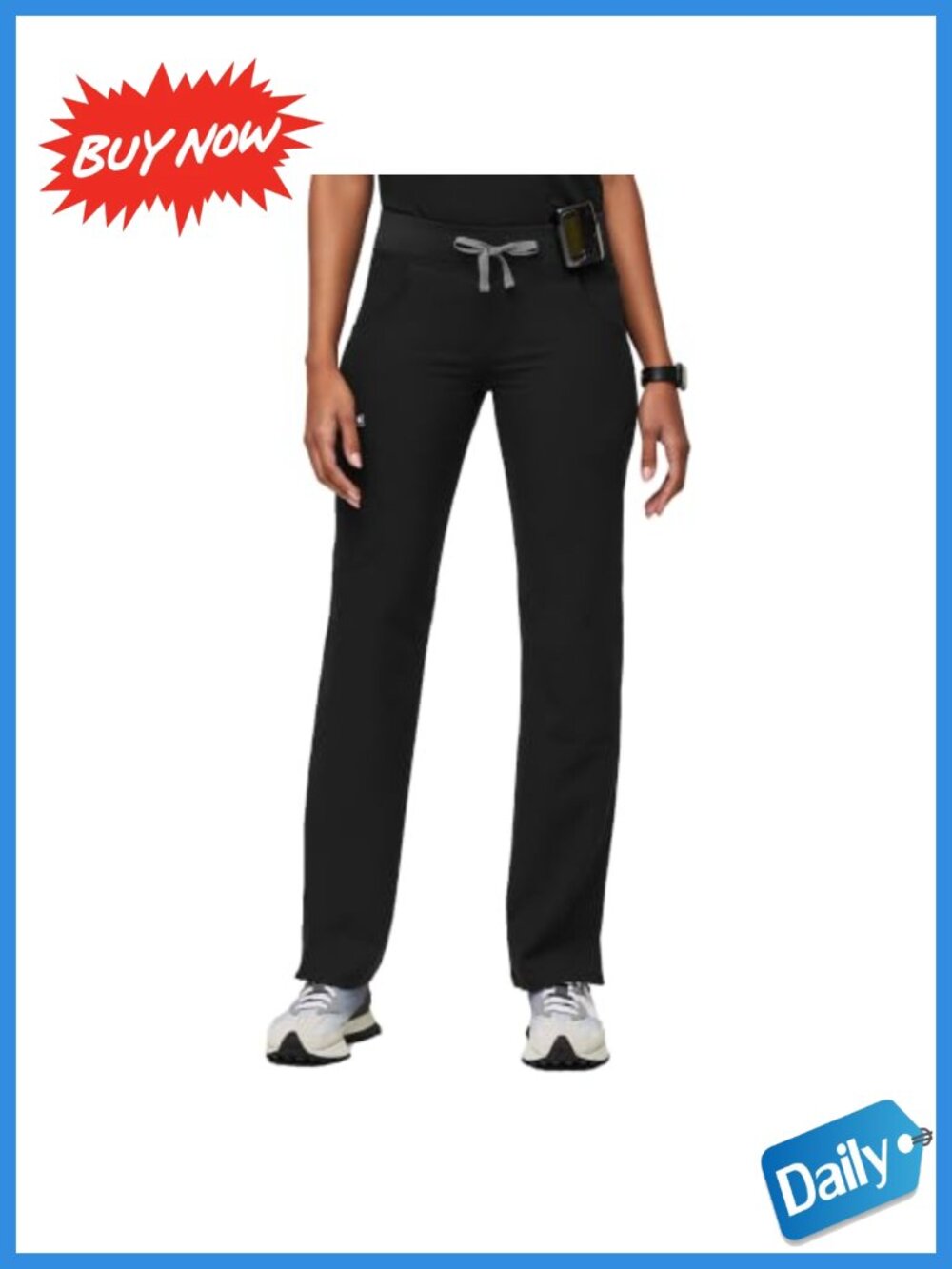 Straight Leg Medical Scrub Pants Yoga Waist Cargo Pockets Work